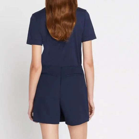 Tory Burch Tech Twill Golf Skort Size XL Navy Blue Ruffle Skirt Shorts Sporty - Picture 2 of 14